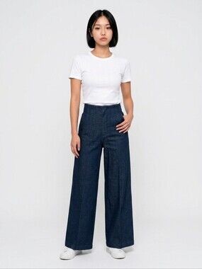 Forever 21 Contemporary High Seamed Waist Dark Blue Denim Jean Misses Size Small